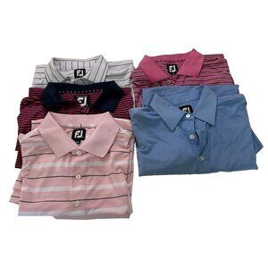 FootJoy Shirt Mens Large Pink Blue Striped Polo Golf Shirt Short Sleeve lot of 5